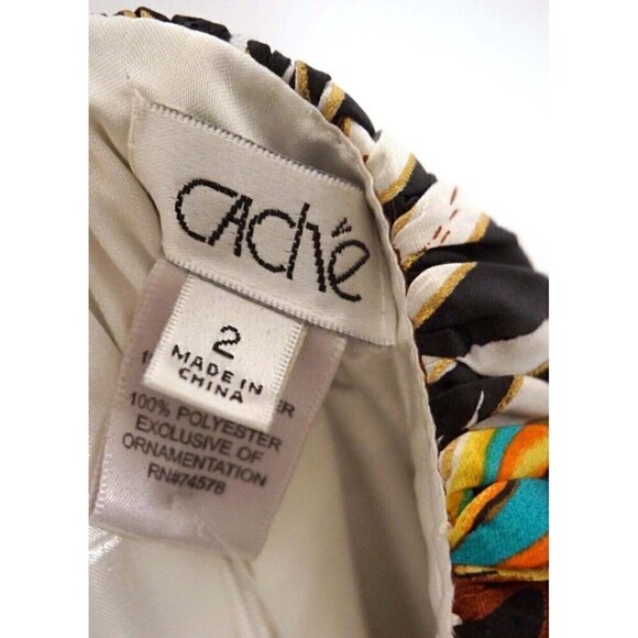 Cache Liquid Satin Formal Prom Dress Zebra Multicolored Stripes Beaded Women's 2 - Picture 6 of 6